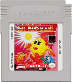 Cartridge artwork for Ms. Pac-Man on the Nintendo Game Boy.