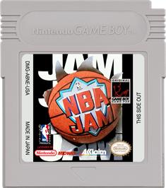 Cartridge artwork for NBA Jam on the Nintendo Game Boy.