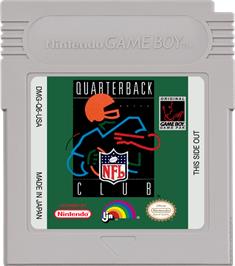 Cartridge artwork for NFL Quarterback Club on the Nintendo Game Boy.