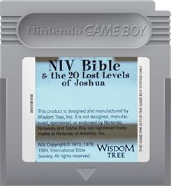 Cartridge artwork for NIV Bible & the 20 Lost Levels of Joshua on the Nintendo Game Boy.