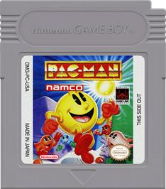 Cartridge artwork for Pac-man on the Nintendo Game Boy.