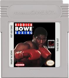 Cartridge artwork for Riddick Bowe Boxing on the Nintendo Game Boy.