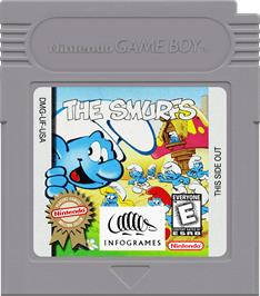 Cartridge artwork for Smurfs, The on the Nintendo Game Boy.