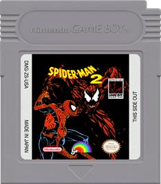 Cartridge artwork for Spider-man 2 on the Nintendo Game Boy.