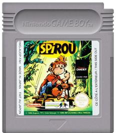 Cartridge artwork for Spirou on the Nintendo Game Boy.