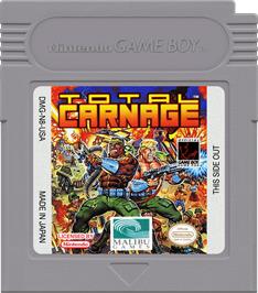 Cartridge artwork for Total Carnage on the Nintendo Game Boy.