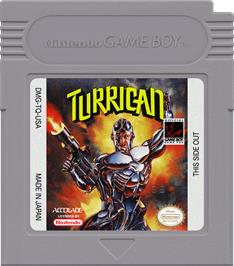Cartridge artwork for Turrican on the Nintendo Game Boy.