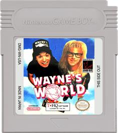 Cartridge artwork for Wayne's World on the Nintendo Game Boy.