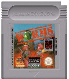 Cartridge artwork for Worms on the Nintendo Game Boy.