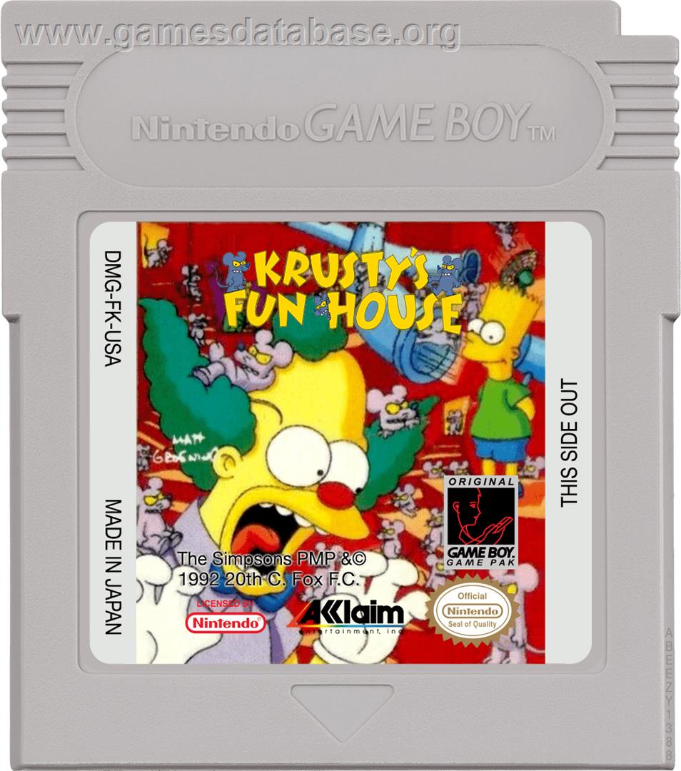 Krusty's Fun House - Nintendo Game Boy - Artwork - Cartridge