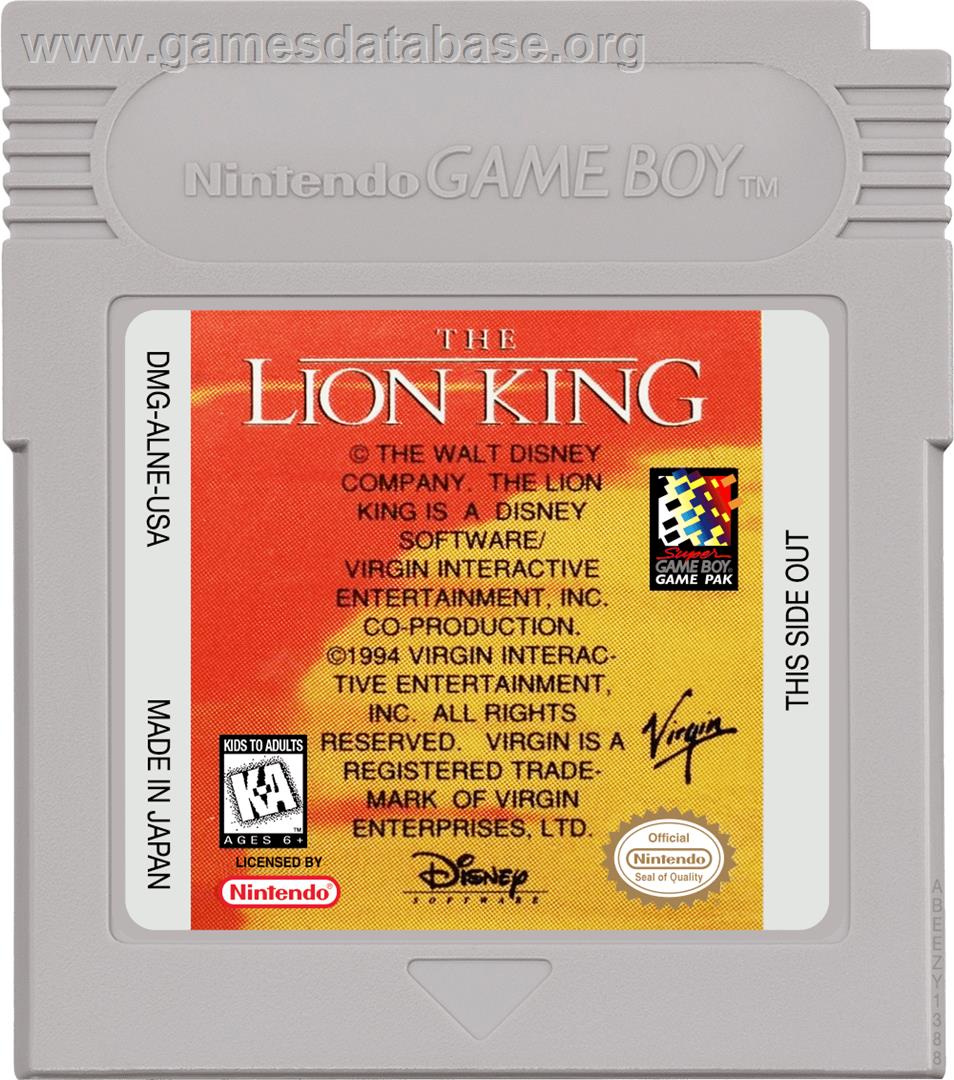 Lion King - Nintendo Game Boy - Artwork - Cartridge