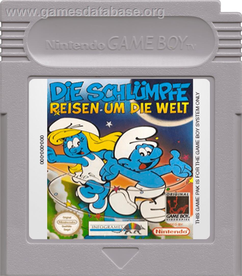 Smurfs Travel the World - Nintendo Game Boy - Artwork - Cartridge