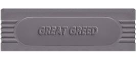 Top of cartridge artwork for Great Greed on the Nintendo Game Boy.