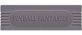 Top of cartridge artwork for Pinball Fantasies on the Nintendo Game Boy.