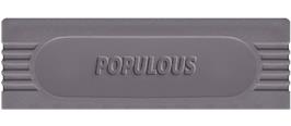 Top of cartridge artwork for Populous on the Nintendo Game Boy.