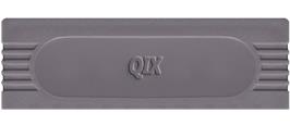 Top of cartridge artwork for Qix on the Nintendo Game Boy.