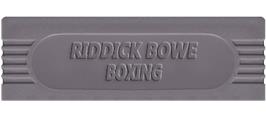 Top of cartridge artwork for Riddick Bowe Boxing on the Nintendo Game Boy.