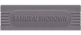 Top of cartridge artwork for Samurai Shodown on the Nintendo Game Boy.