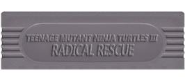 Top of cartridge artwork for Teenage Mutant Ninja Turtles 3: Radical Rescue on the Nintendo Game Boy.