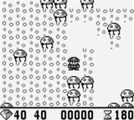 In game image of Boulder Dash on the Nintendo Game Boy.