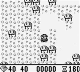 In game image of Boulder Dash on the Nintendo Game Boy.