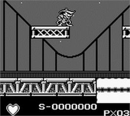 In game image of Disney's Darkwing Duck on the Nintendo Game Boy.