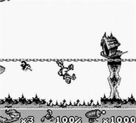 In game image of Earthworm Jim on the Nintendo Game Boy.