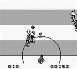 In game image of Elite Soccer on the Nintendo Game Boy.