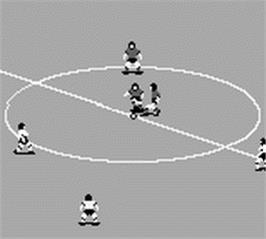 In game image of Fifa International Soccer on the Nintendo Game Boy.