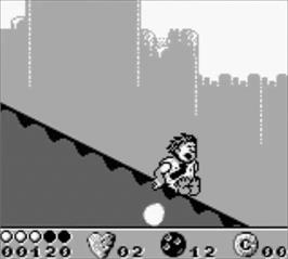 In game image of Flintstones on the Nintendo Game Boy.