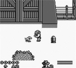 In game image of Jurassic Park on the Nintendo Game Boy.