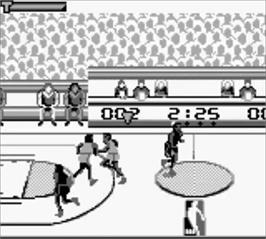 In game image of Nba Jam on the Nintendo Game Boy.