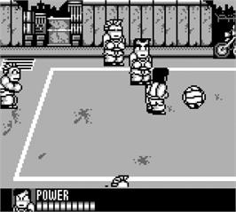 In game image of Nekketsu Koukou Dodgeball-bu - Kyouteki! Dodge Soldier No Maki on the Nintendo Game Boy.