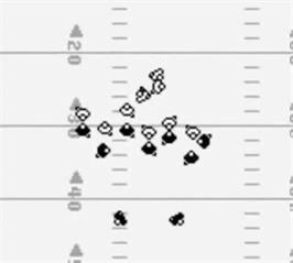 In game image of Play Action Football on the Nintendo Game Boy.
