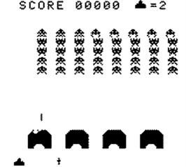 In game image of Space Invaders on the Nintendo Game Boy.