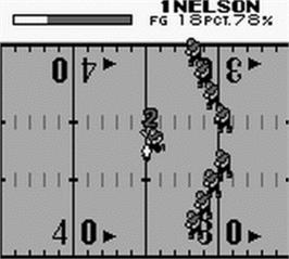 In game image of Tecmo Bowl on the Nintendo Game Boy.