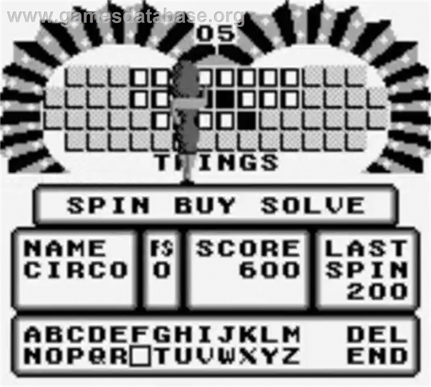 Wheel Of Fortune - Nintendo Game Boy - Artwork - In Game