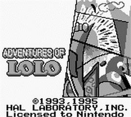 Title screen of Adventures Of Lolo on the Nintendo Game Boy.