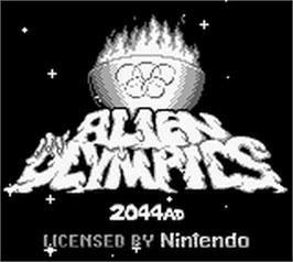 Title screen of Alien Olympics on the Nintendo Game Boy.