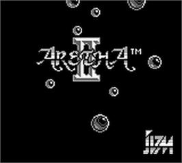 Title screen of Aretha 2 on the Nintendo Game Boy.