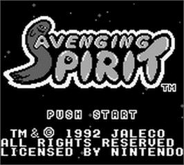 Title screen of Avenging Spirit on the Nintendo Game Boy.