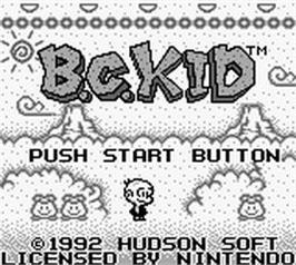 Title screen of B.c. Kid on the Nintendo Game Boy.