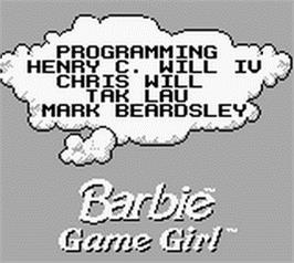 Title screen of Barbie - Game Girl on the Nintendo Game Boy.