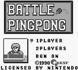 Title screen of Battle Ping Pong on the Nintendo Game Boy.