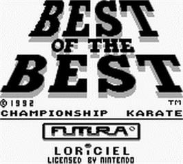 Title screen of Best of the Best Championship Karate on the Nintendo Game Boy.