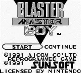 Title screen of Blaster Master Boy on the Nintendo Game Boy.