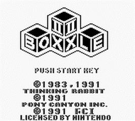 Title screen of Boxxle 2 on the Nintendo Game Boy.