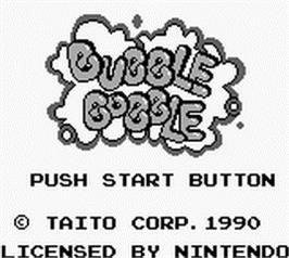 Title screen of Bubble Bobble on the Nintendo Game Boy.