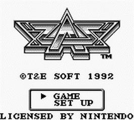 Title screen of Chikyuu Kaihou Gun Zas on the Nintendo Game Boy.