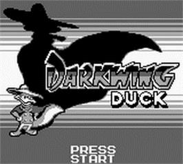 Title screen of Disney's Darkwing Duck on the Nintendo Game Boy.